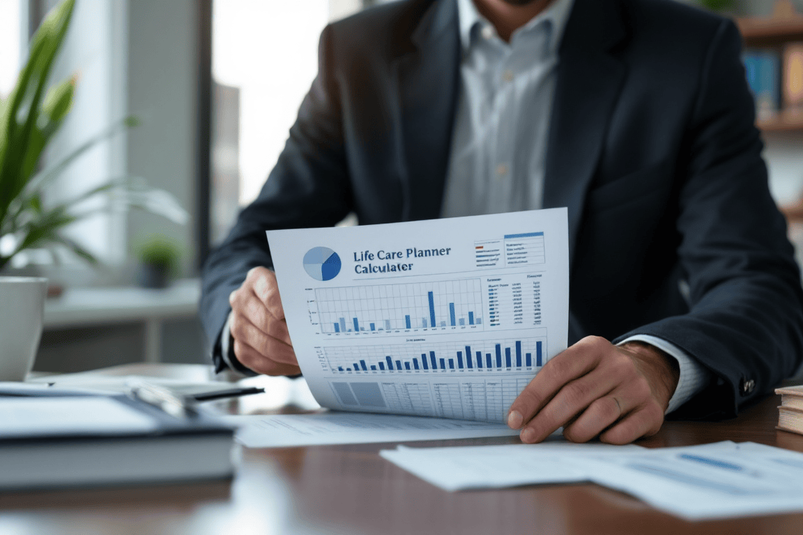 Life care planner calculating lifetime costs for catastrophic truck accident injury victim