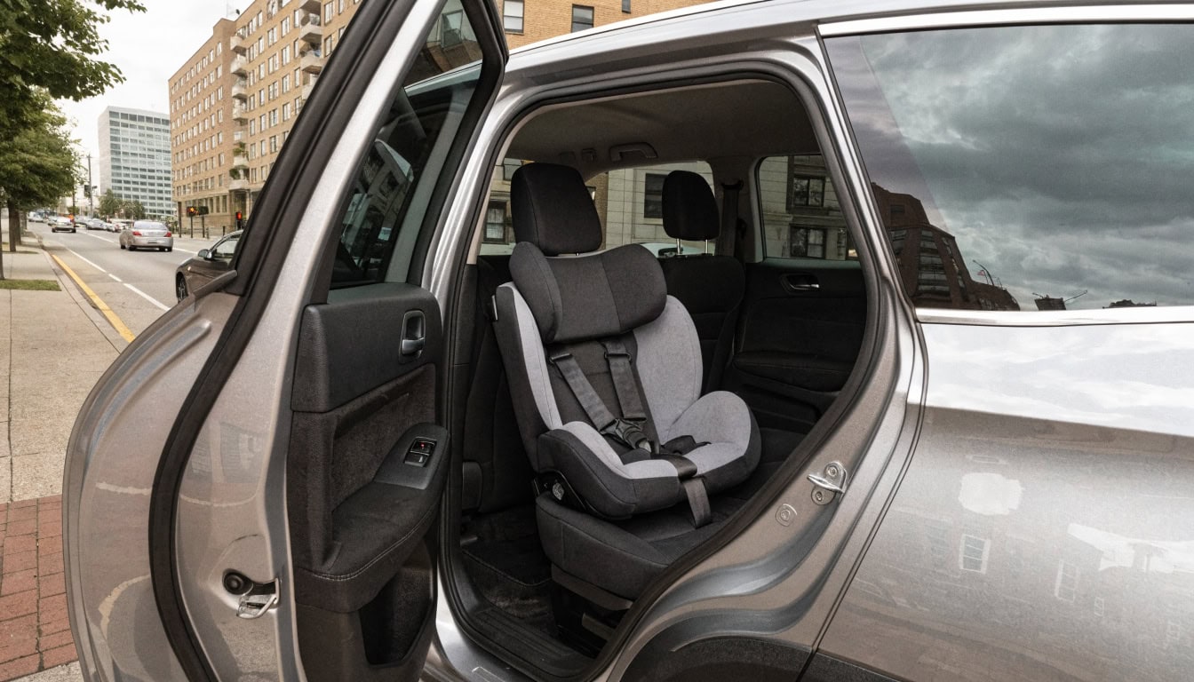 Proper car seat installation demonstrating Michigan child passenger safety requirements and best practices